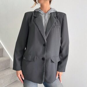 SHEIN Marynarki damskie, damska kurtka z kapturem 2 w 1, luźna marynarka casualowa, szara, odzież biurowa damska, strój damski business casual Marynarki dam
