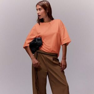 SHEIN Miękka, oversize'owa koszulka z okrągłym dekoltem, luźna, wakacyjna, oversize'owa, na lotnisko, powrót do szkoły, elegancka, wiosenna, letnia, wakacyj