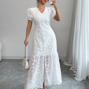 SHEIN Damska siateczkowa haftowana dopasowana sukienka elegancka i pełna wdzięku