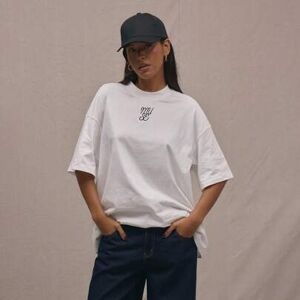 SHEIN Koszulka z okrągłym dekoltem i logo, oversize, na co dzień, na wakacje, na co dzień, na lotnisko, powrót do szkoły, elegancka, na wiosnę i lato