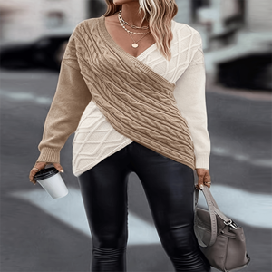SHEIN Sweter z długim rękawem i wiązaniem w jednolitym kolorze, plus size, swobodny, skręcony sweter, elegancki strój na imprezę i święta dla kobiet, jesień