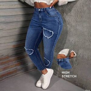 SHEIN Plus Size Damskie Jeansy Skinny Elastic Love Haft Spodnie Niebieskie Damskie Jeansy Damskie Mom Jeansy Jeansowe Spodnie Jeansowe Jeggingsy Elastyczne