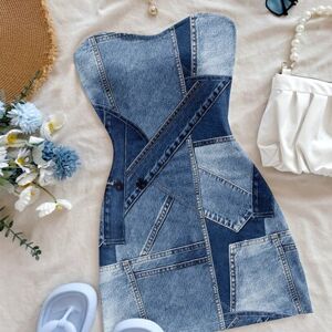 SHEIN Sukienka mini w stylu vintage w kolorze niebieskim, styl retro, swobodny/kurortowy klimat, seksowna, słodkie wakacje Y2K Coconutgirl Boho, styl festiw