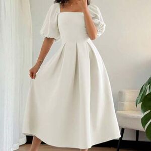 SHEIN Sukienka damska w stylu francuskim, elegancka, minimalistyczna, do pracy/do biura/na co dzień, na wakacje, na popołudniową herbatkę, w jednolitym kolo