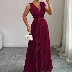 SHEIN Kremowożółta, elegancka sukienka w kształcie litery A z dekoltem w serek i kwiatowym wzorem w paski, dla kobiet, na lato