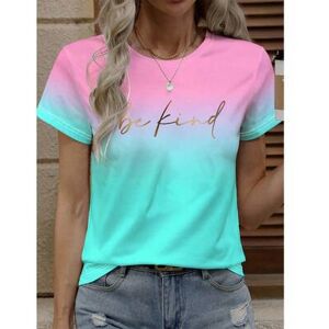 SHEIN Damska letnia koszulka z krótkim rękawem i nadrukiem w kolorze ombre, casualowa