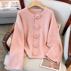 SHEIN Elegancki sweter kardigan z kwiatowym wzorem i guzikami w dużych rozmiarach dla kobiet
