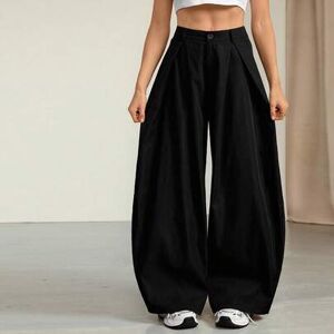 SHEIN Damskie retro casualowe hippie streetowe czarne szerokie jeansy typu baggy, spodnie z wysokim stanem i szerokimi nogawkami, luźne, zimowe na Święto Dz