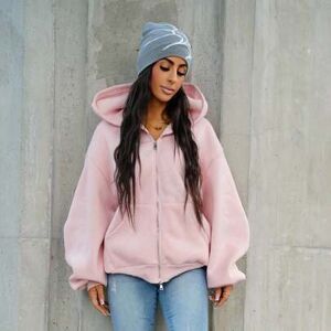 SHEIN Luźna bluza z kapturem z polaru z długim rękawem i zamkiem błyskawicznym, urocza, na jesień i powrót do szkoły, swobodna jesień, zima, styl boho, styl