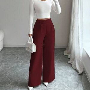 SHEIN Damskie spodnie z tkaniny bambusowej w pasie z nakładką i klamrą w eleganckim mundurku nauczycielskim, uniwersalne, luźne, proste, idealne na Święto D
