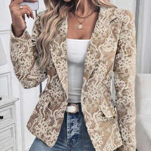 SHEIN Damska elegancka dopasowana marynarka z kołnierzykiem karbowanym i długim rękawem typu raglan