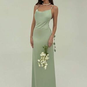SHEIN Sukienka damska maxi w jednolitym kolorze z głębokim dekoltem i kwiatowym wzorem