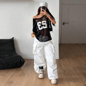 SHEIN Damska i męska letnia koszulka streetwearowa dla par w tym samym stylu Y2K Gyaru Fairycore Game Day z kontrastową koronką i wzorem w postaci naszywki