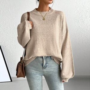 SHEIN Luźny, swobodny sweter w stylu francuskim z okrągłym dekoltem i długim rękawem, uniwersalny na jesień/zimę