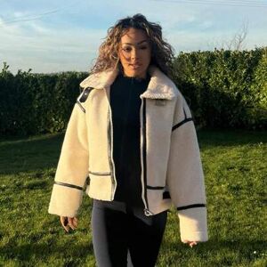 SHEIN Kurtka Plus Fleece z grubej skóry, patchworkowa, luźna, krótka
