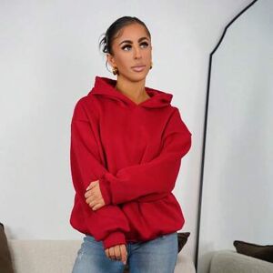 SHEIN Letnie stroje damskie proste swobodne jednolity kolor bluza z kapturem długi rękaw bluza z kapturem bez sznurka oversize