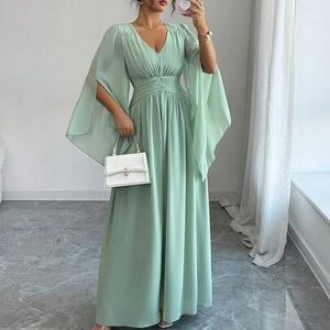 SHEIN Elegancka damska sukienka maxi z szyfonu w kolorze miętowej zieleni, letnia sukienka na wesele dla gościa, retro, marszczona w talii, plisowana, z roz