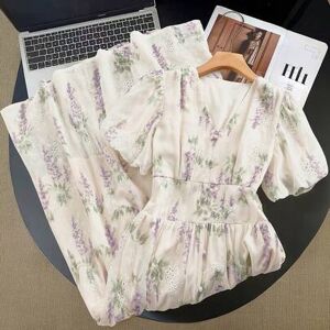 SHEIN Elegancka sukienka z haftowanym kwiatowym nadrukiem