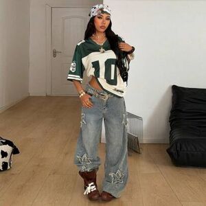 SHEIN Koszulka baseballowa T-shirt z nadrukiem w stylu vintage, oversize, w stylu streetwear, na co dzień, na festiwal, na lato, z nadrukiem w stylu vintage