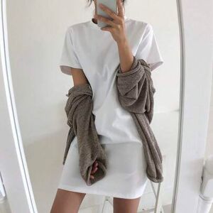 SHEIN Damska luźna sukienka T-shirt w jednolitym kolorze, letnia sukienka letnia, codzienne sukienki damskie