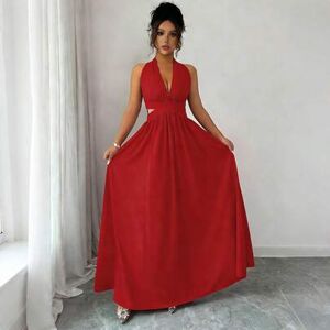 SHEIN Elegancka sukienka bez rękawów, z dekoltem w serek i plisowaną talią, w kolorze fioletowym, nowość na wiosnę/lato, elegancka długa sukienka damska