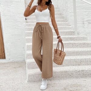 SHEIN Damskie spodnie casualowe w jednolitym kolorze, luźne, z elastyczną talią i dużym rozmiarem
