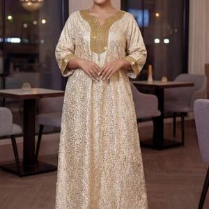 SHEIN Elegancka sukienka imprezowa w dużym rozmiarze z nadrukiem w złotą folię