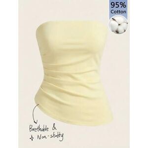SHEIN Luźny, minimalistyczny top damski w kolorze moreli, wykonany w 95% z bawełny, odpowiedni na lato