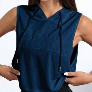 SHEIN Damska bluza z kapturem i ściągaczem z haftowanymi literami