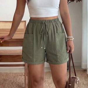 SHEIN Damskie modne luźne szorty casual w dużym rozmiarze z kieszeniami, na wakacje, lato, plażę, kostium karnawałowy, na wyjścia, dla sylwetki jabłkowej i
