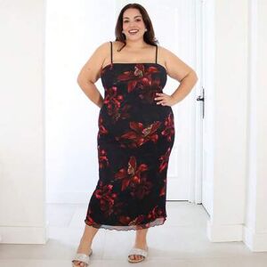SHEIN Letnia sukienka w stylu vintage w kolorze czarnym, bordowym, z kwiatowym wzorem, elegancka, z siateczki, na ramiączkach, strój na wakacje. Sukienki w