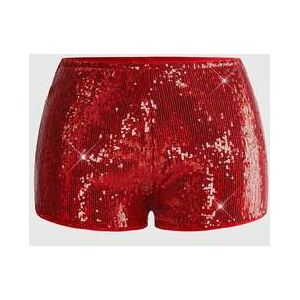 SHEIN Vintage damskie super krótkie seksowne szorty z niskim stanem, srebrne z brokatem, do klubu