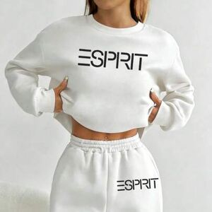 SHEIN Damski casualowy dwuczęściowy komplet wiosenny/jesienny z bluza z kapturem i spodniami, gładki, z okrągłym dekoltem, długim rękawem, luźnego kroju, z