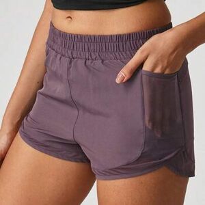 SHEIN Damskie letnie casualowe minimalistyczne szorty sportowe w jednolitym kolorze z elastyczną talią, siateczkowymi wstawkami i bocznymi kieszeniami, odpo