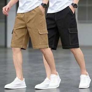 SHEIN 2 szt./zestaw nastoletnich chłopców w amerykańskim stylu, przeszywane, duże kieszenie, luźne, proste, codzienne, uniwersalne spodnie cargo w stylu ret