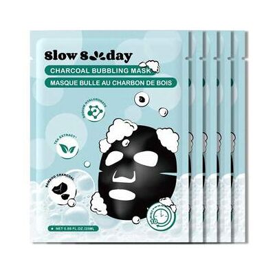 SHEIN Slow Sunday Charcoal Bubbling Mask, 5 szt., Nawilżająca maska bąbelkująca z węglem drzewnym, Usuwa nadmiar sebum i brudu, Odblokowuje pory, Kontrola w SHEIN Slow Sunday Charcoal Bubbling Mask, 5 szt., Nawilżająca maska bąbelkująca z węglem drzewnym, Usuwa nadmiar sebum i brudu, Odblokowuje pory, Kontrola w
