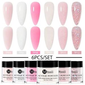 SHEIN Zestaw 6 akrylowych pudrów do paznokci, 10 g różowy brokatowy kryształ w kolorze nude, różowy chromowany puder do paznokci, odpowiedni do przedłużania SHEIN Zestaw 6 akrylowych pudrów do paznokci, 10 g różowy brokatowy kryształ w kolorze nude, różowy chromowany puder do paznokci, odpowiedni do przedłużania