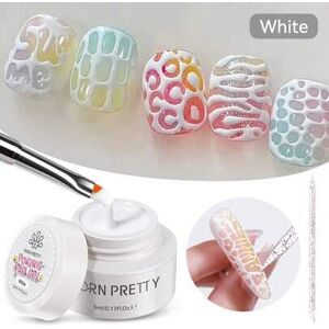 SHEIN BORN PRETTY 5ml żelowy lakier do stempli, czarno-biały, falista konsystencja, zmywalny żel UV LED do zdobienia paznokci, do użytku w domu i salonie SHEIN BORN PRETTY 5ml żelowy lakier do stempli, czarno-biały, falista konsystencja, zmywalny żel UV LED do zdobienia paznokci, do użytku w domu i salonie