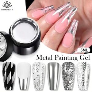 SHEIN BORN PRETTY 5ml Żel do malowania na metalu Srebrzysty lustrzany metaliczny francuski styl zdobienia paznokci Soak Off Gel lakier do paznokci odpowiedn SHEIN BORN PRETTY 5ml Żel do malowania na metalu Srebrzysty lustrzany metaliczny francuski styl zdobienia paznokci Soak Off Gel lakier do paznokci odpowiedn