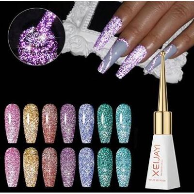 SHEIN XEIJAYI 7 szt. 10 ml niebieski odblaskowy, migający lakier do paznokci w żelu z efektem kociego oka, holograficzny laserowo błyszczący lakier do pazno SHEIN XEIJAYI 7 szt. 10 ml niebieski odblaskowy, migający lakier do paznokci w żelu z efektem kociego oka, holograficzny laserowo błyszczący lakier do pazno
