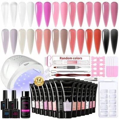 SHEIN Kompletny zestaw do manicure żelowego dla początkujących - wielofunkcyjny zestaw do przedłużania paznokci żelem, profesjonalny zestaw startowy do mani SHEIN Kompletny zestaw do manicure żelowego dla początkujących - wielofunkcyjny zestaw do przedłużania paznokci żelem, profesjonalny zestaw startowy do mani