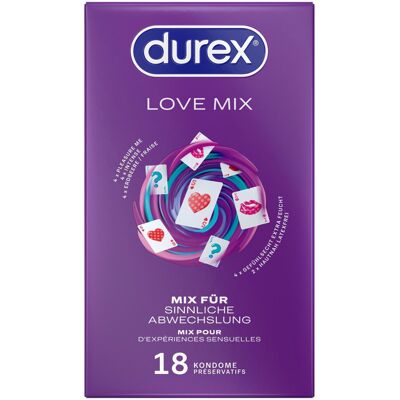 Durex Love Mix - prezerwatywy - zestaw mix - 18 sztuk Durex Love Mix - prezerwatywy - zestaw mix - 18 sztuk