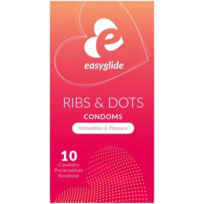 EasyGlide - prezerwatywy z wypustkami i prążkami - lateks - 10 sztuk EasyGlide - prezerwatywy z wypustkami i prążkami - lateks - 10 sztuk
