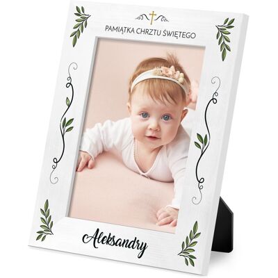 Murrano Ramka na zdjęcia biała z nadrukiem dla dziewczynki na chrzest Murrano Ramka na zdjęcia biała z nadrukiem dla dziewczynki na chrzest