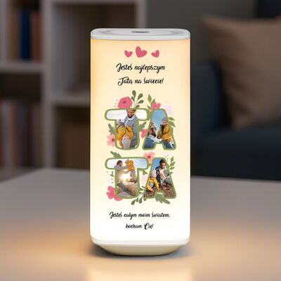 Murrano Lampka nocna LED z nadrukiem dla taty na dzień ojca urodziny Murrano Lampka nocna LED z nadrukiem dla taty na dzień ojca urodziny
