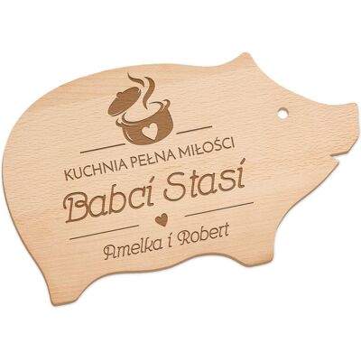 Murrano Deska do krojenia świnka z grawerem dla babci Murrano Deska do krojenia świnka z grawerem dla babci