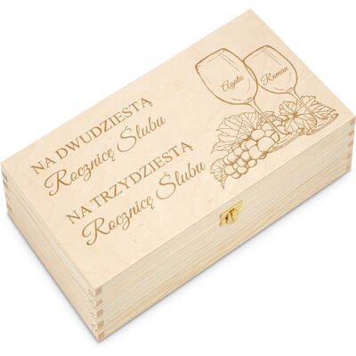 Murrano Skrzynka jasna XL na wino z grawerem dla pary na rocznicę Murrano Skrzynka jasna XL na wino z grawerem dla pary na rocznicę