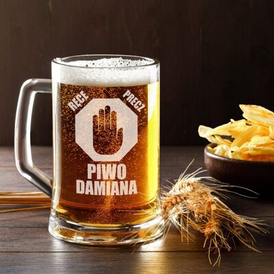 Murrano Kufel szklany do piwa z grawerem dla piwosza Murrano Kufel szklany do piwa z grawerem dla piwosza