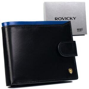 ROVICKY Portfel skórzany Rovicky N992L-RVT Black+Navy czarny