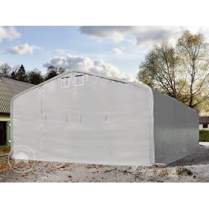 TOOLPORT 8x12m Namiot garażowy - 3 m wysokość ścian bocznych z 4x3,6m brama, PVC 850, szary, bez statyki TOOLPORT 99500